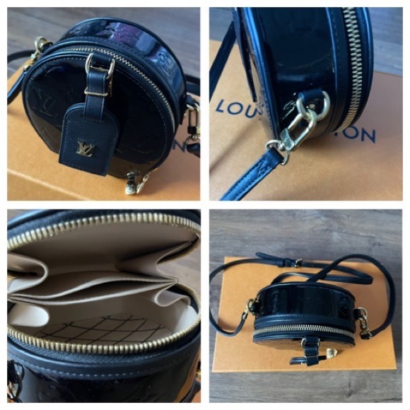 LOUIS VUITTON-AUTHENTIC Black Patent Leather Vernis Mini Boite Chapeau Handbag - Picture 13 of 16